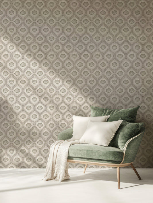 Pearl Autumn Wallpaper with a Green Chair