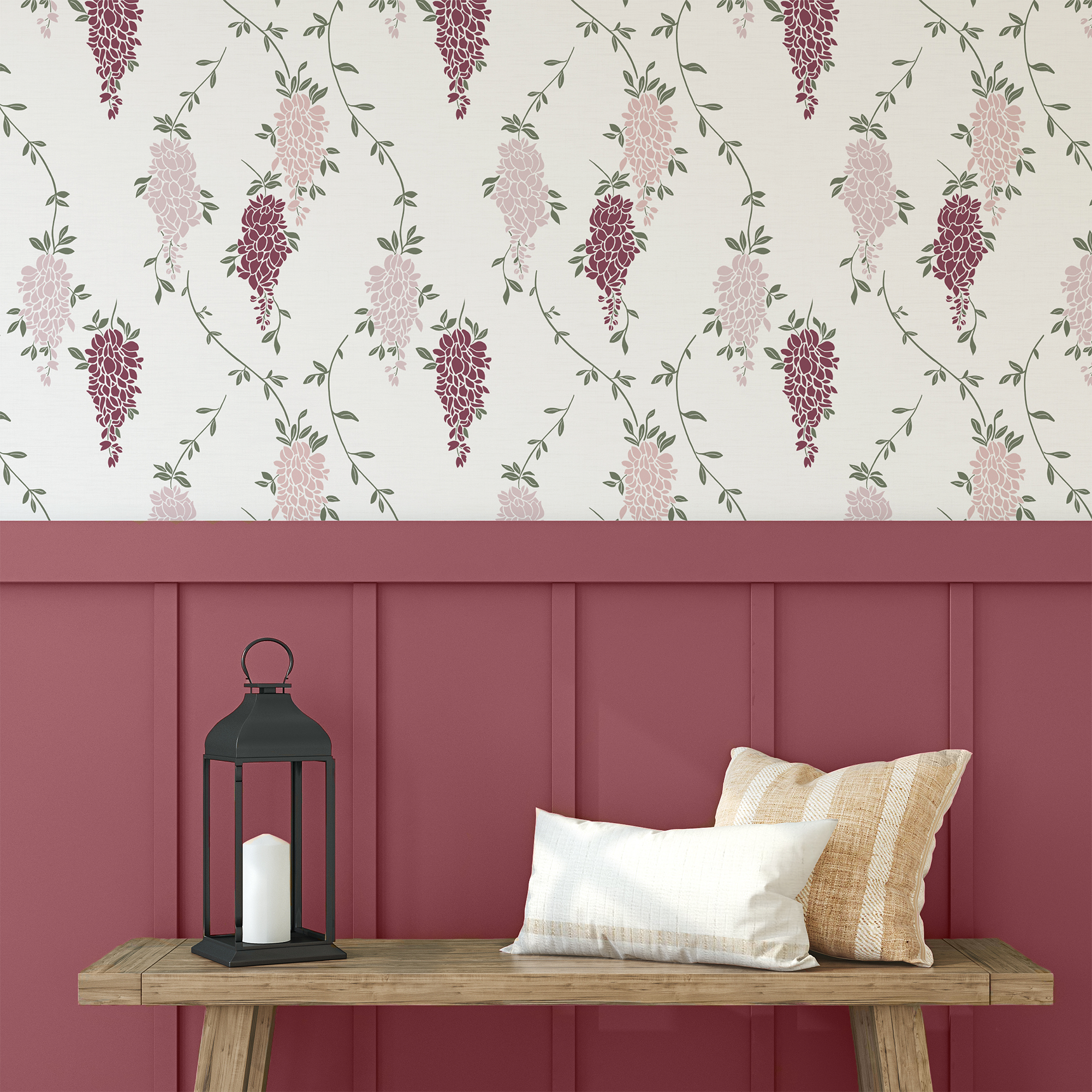 Jade | Romantic Wisteria Trails Wallpaper by Claret & Key