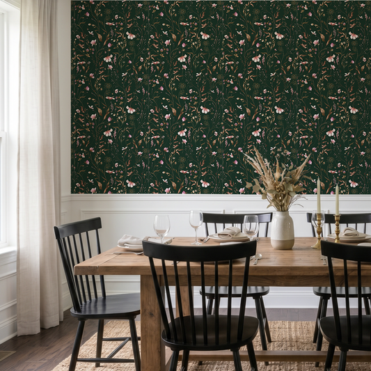 Fleur Autumn in Dining room with black chairs